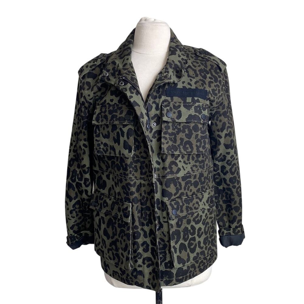 💎  AVEC LES FILLES Utility Jacket Womens Sz Small Green Camo Leopard Military